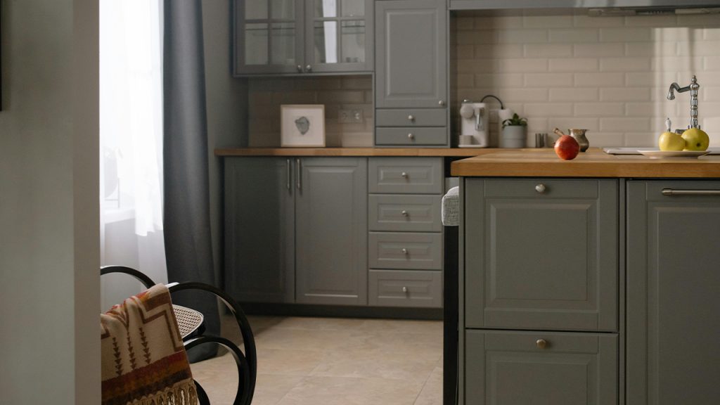 Kitchen With Gray Cabinets