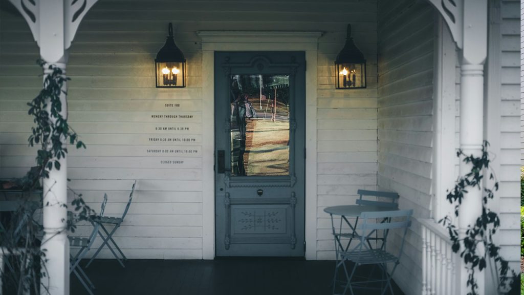 gray steel patio table with chairs set