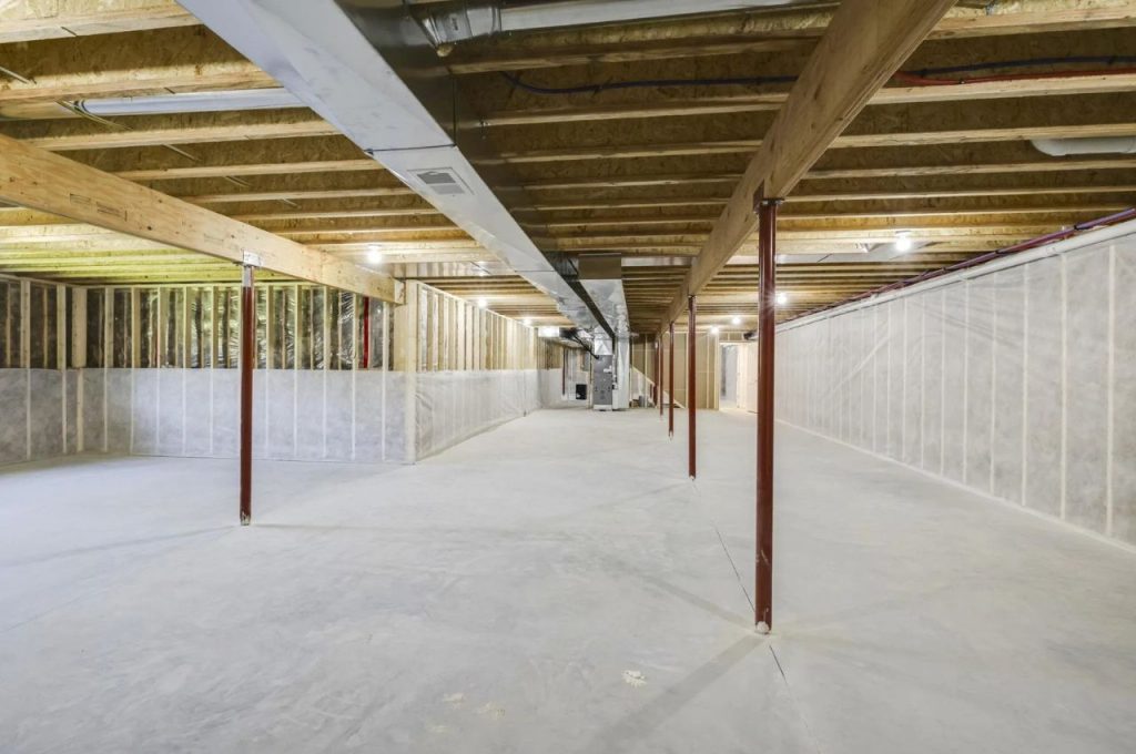 Spacious Unfinished Basement with Potential