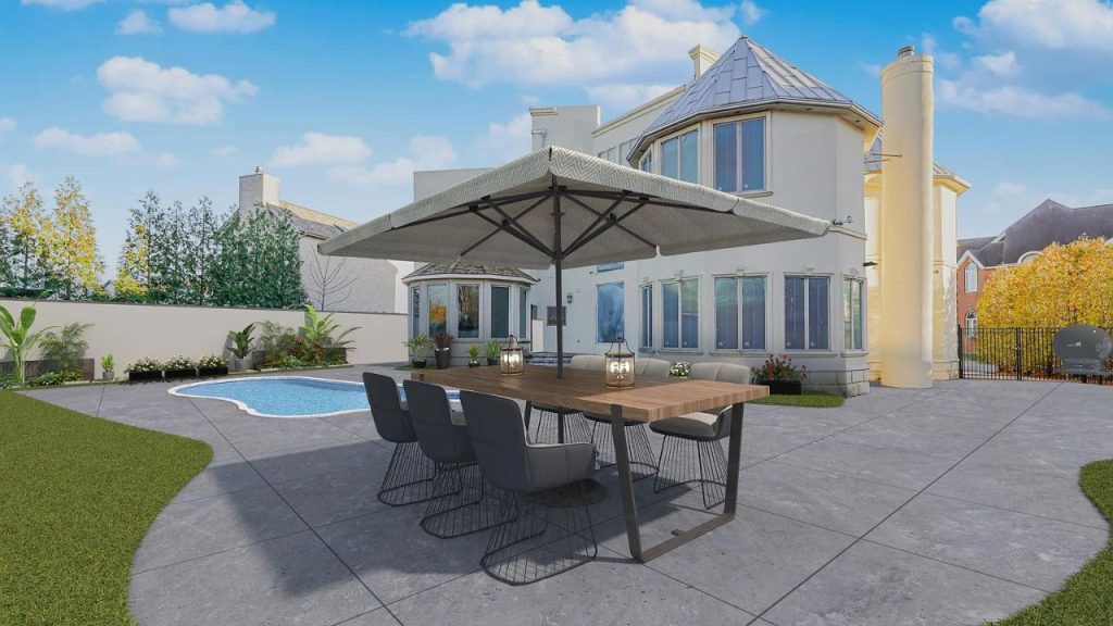 Elegant Backyard with Poolside Dining