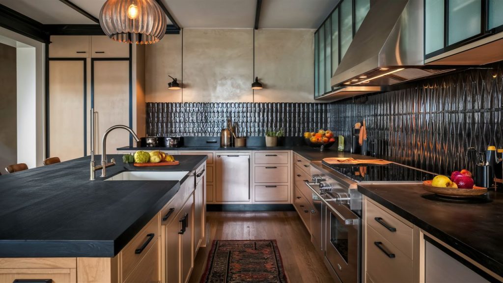 Black Butcher Block Countertops – A mix of traditional and modern aesthetics.