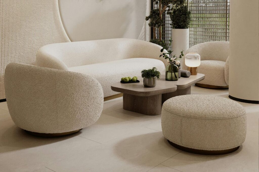 A curved furniture set.