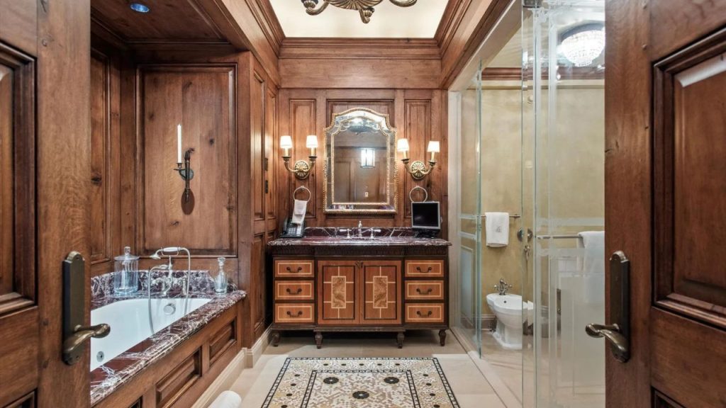 Wood and Marble Bathroom