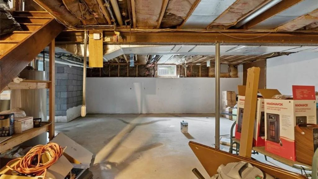 Spacious Unfinished Basement with Potential