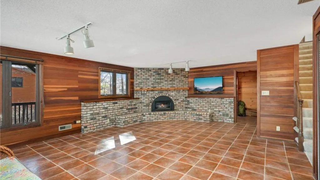 Rustic Family Room with Fireplace