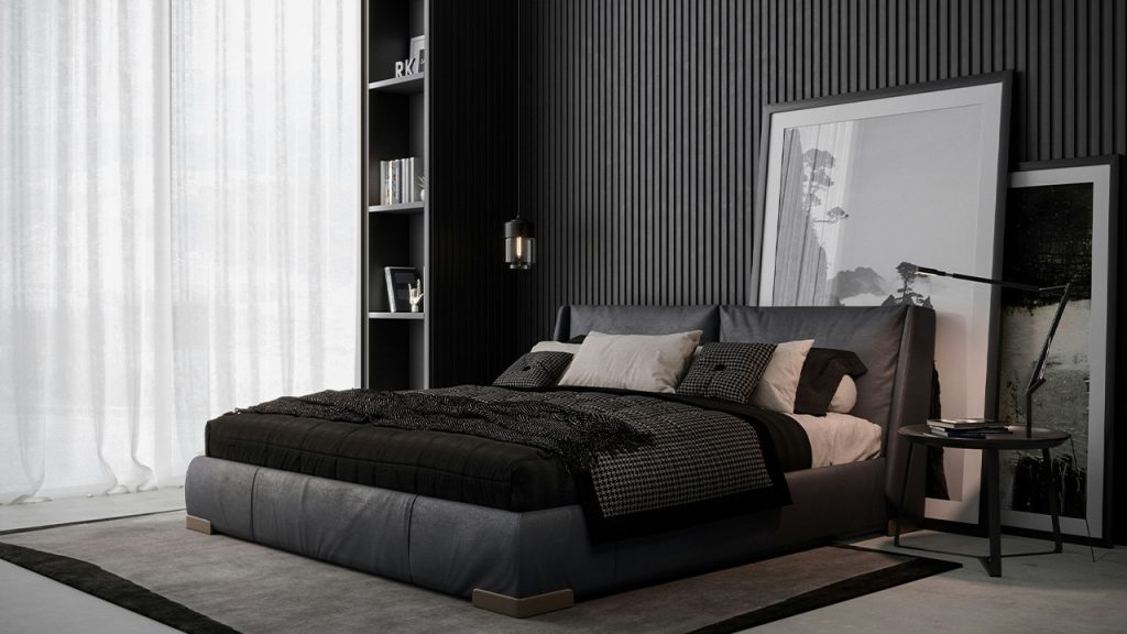 a bed in a room