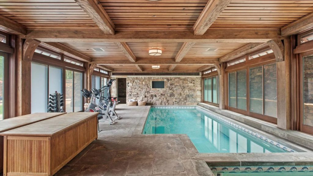 Rustic Indoor Pool and Spa