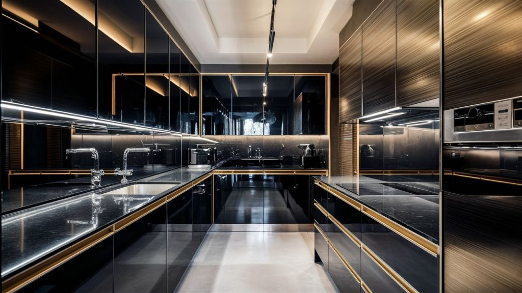 Black High-Gloss Finish with Metallic Accents – A bold, reflective look.