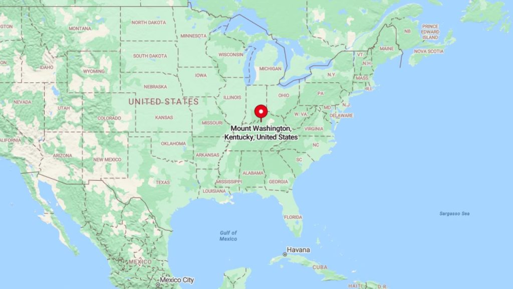 Map showing the location of Mount Washington, Kentucky, in the United States.