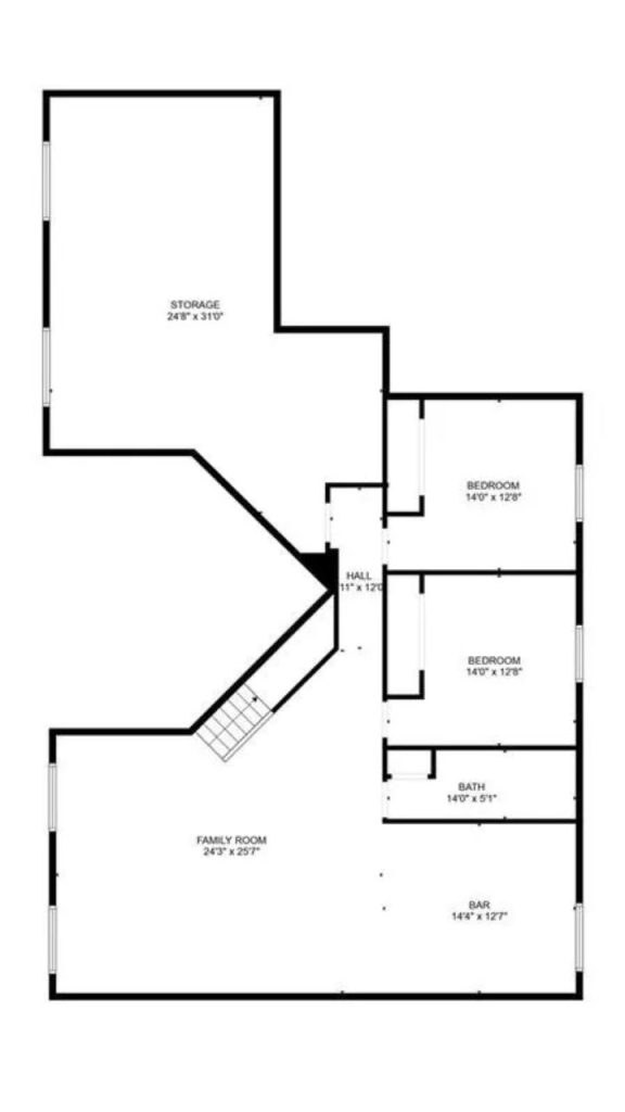Spacious Basement with Storage & Bar