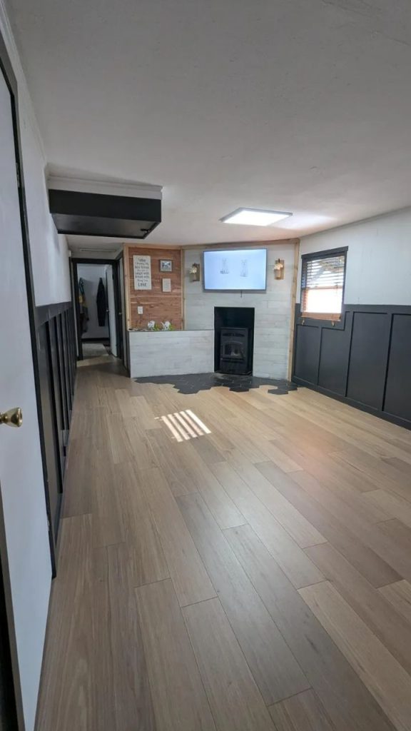 Spacious Hall with Modern Fireplace