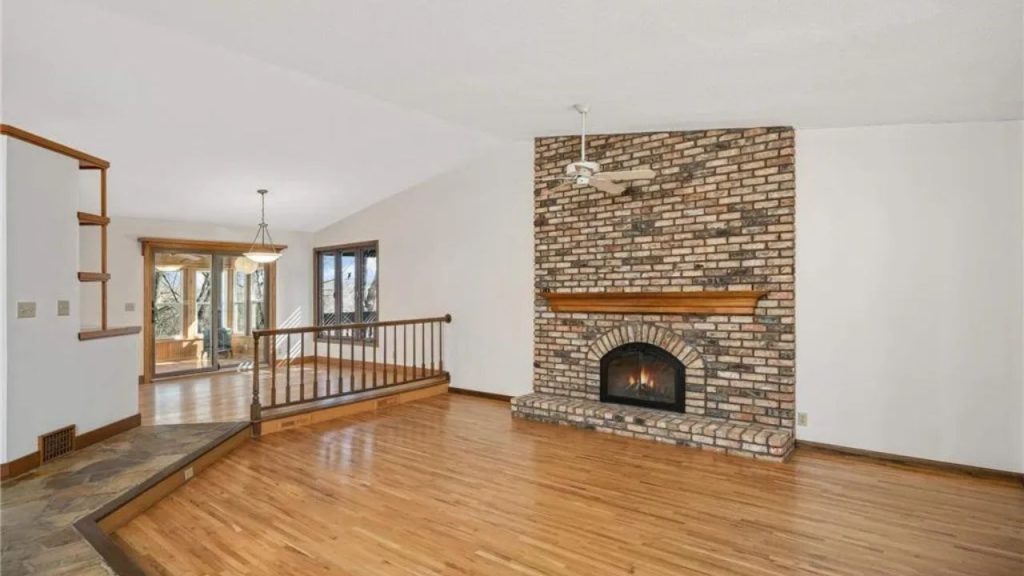 Spacious Living Room with Fireplace