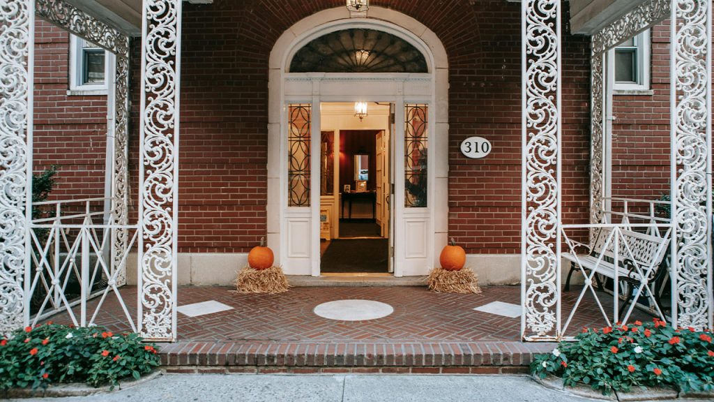 Facade of building with terrace