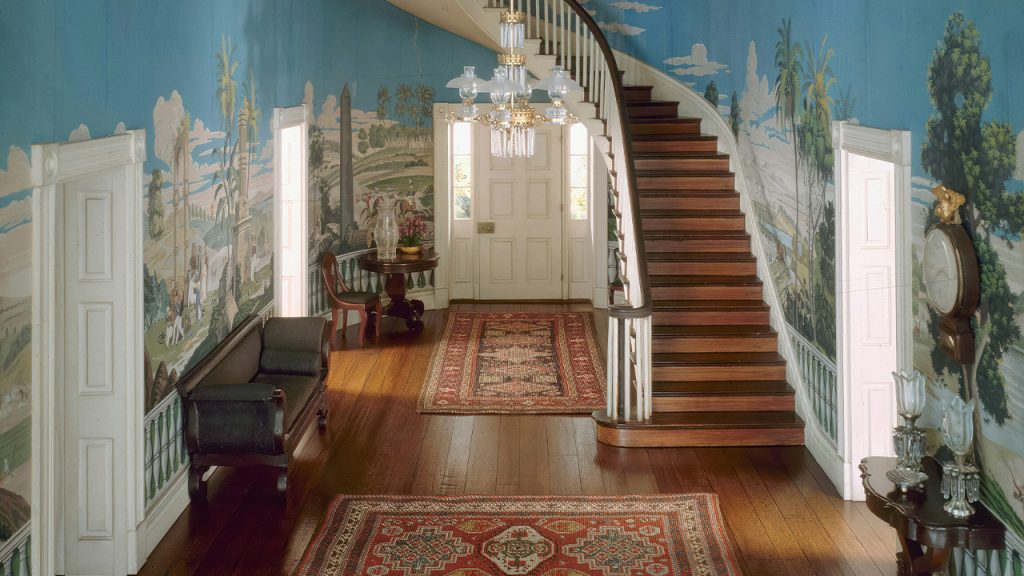 foyer entryway grand staircase mural