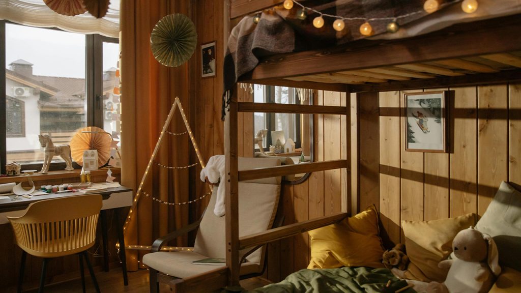 A Wooden Double Deck Bed