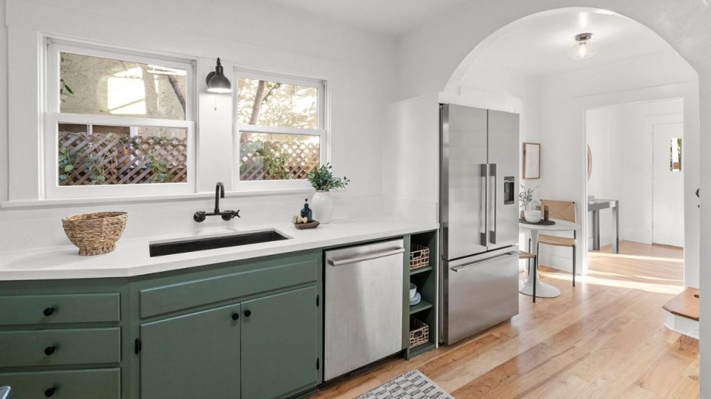 Modern Kitchen with Sage Cabinets