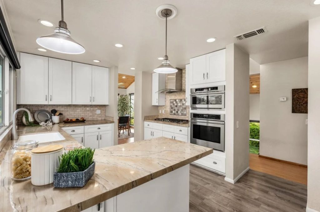 Modern Kitchen with Marble Island