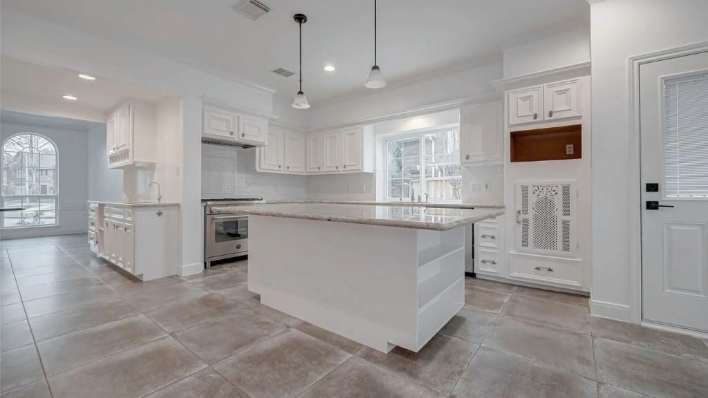 Elegant White Kitchen with Spacious Island