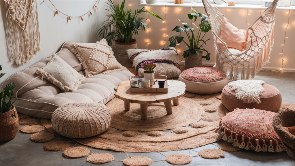 boho interior low seating