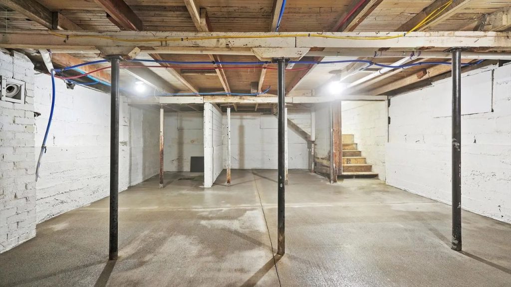 Spacious Unfinished Basement with Potential
