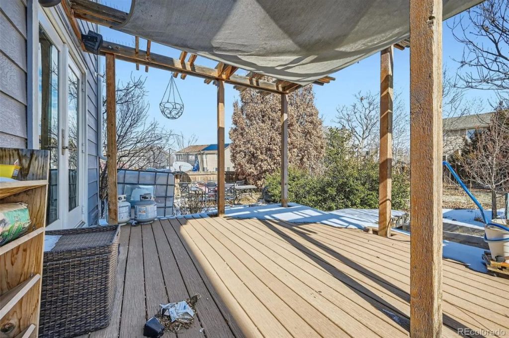 Spacious Wooden Deck with Pergola