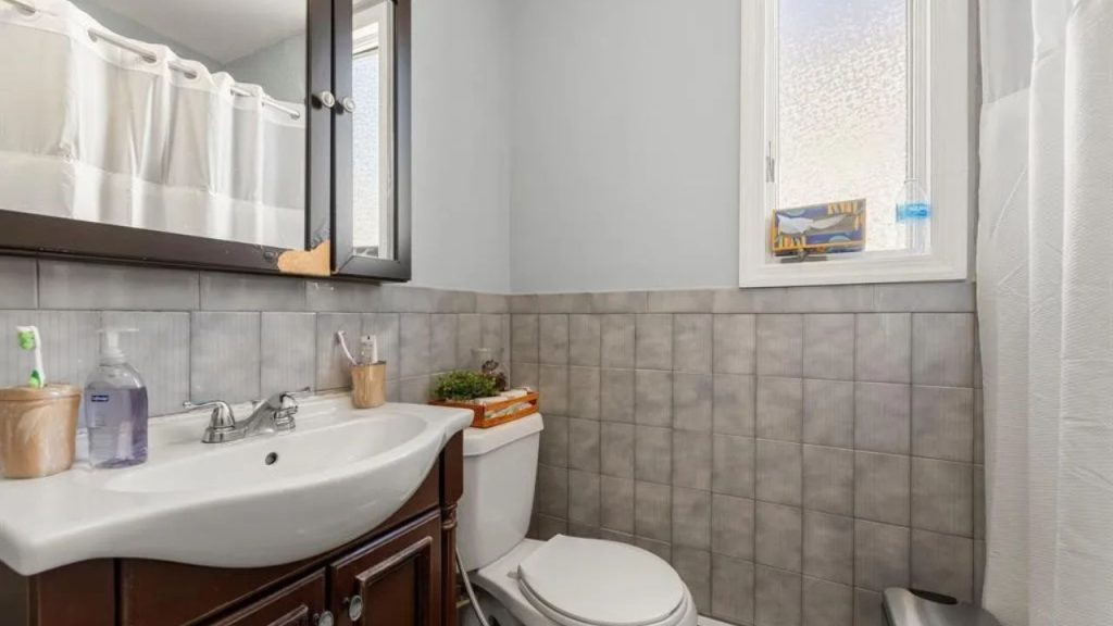 Gray-Tiled Bathroom
