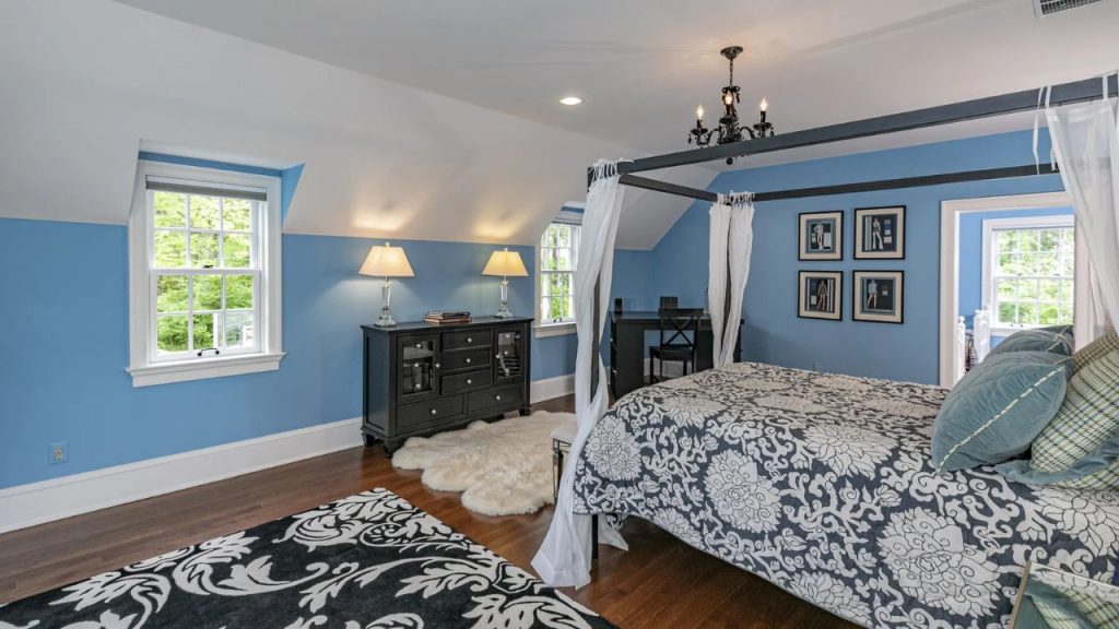 Blue Bedroom with Canopy Bed
