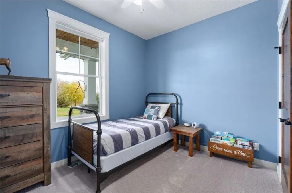 Cozy Blue Bedroom with Rustic Charm