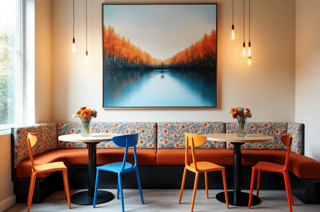 Vibrant Dining Nook with Artistic Flair