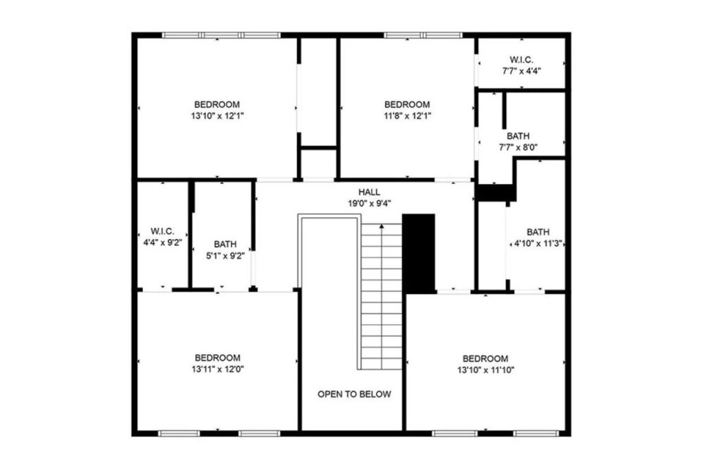 Second Floor with Four Bedrooms