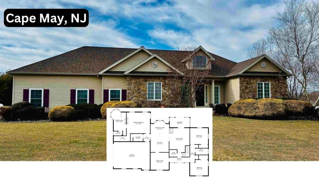 A beautiful Cape May, NJ home with a well-designed floor plan featuring spacious living areas and a sunroom.