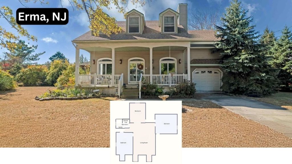 Cape Cod-style home with a welcoming porch and mature trees in Erma, NJ.