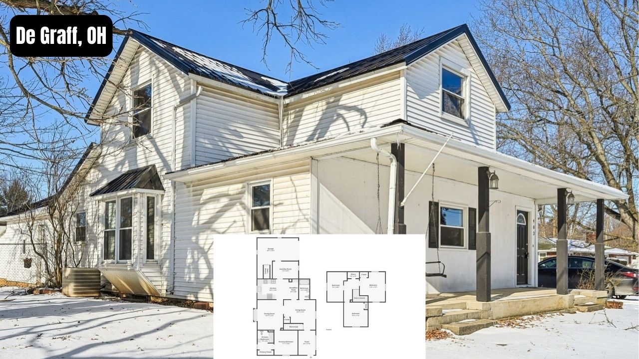 Step Inside This Compact and Beautiful 1,589 Sq. Ft. 4-Bedroom Home in De Graff, OH (With Floor Plans)