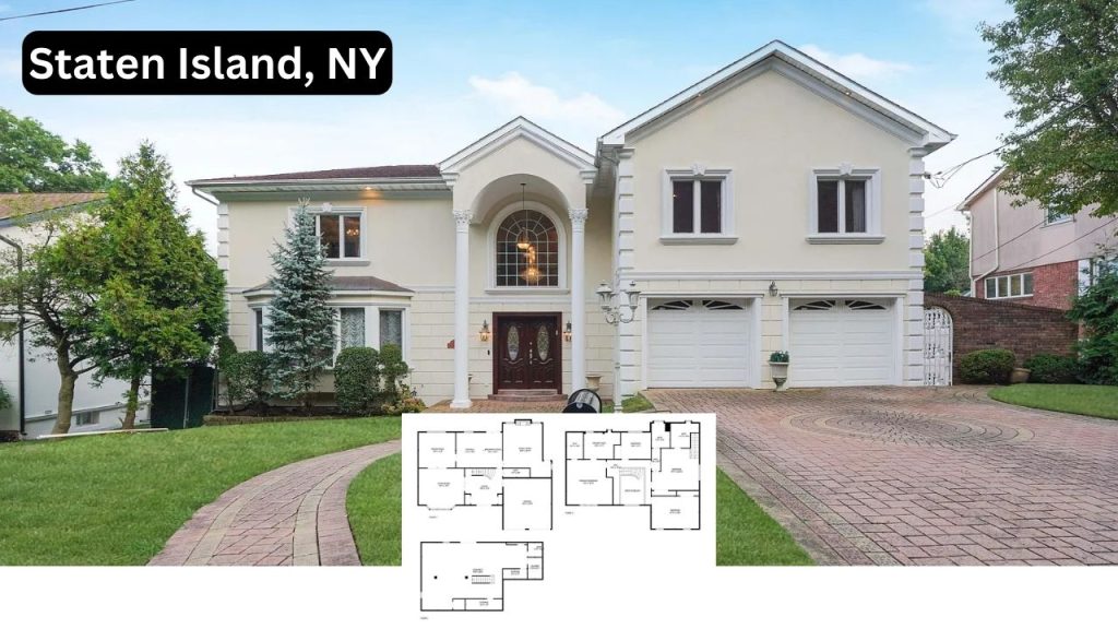Get Inspired by The Floor Plan and the Interior of This Regal Staten Island Colonial With Circular Staircase and Two-Story Foyer