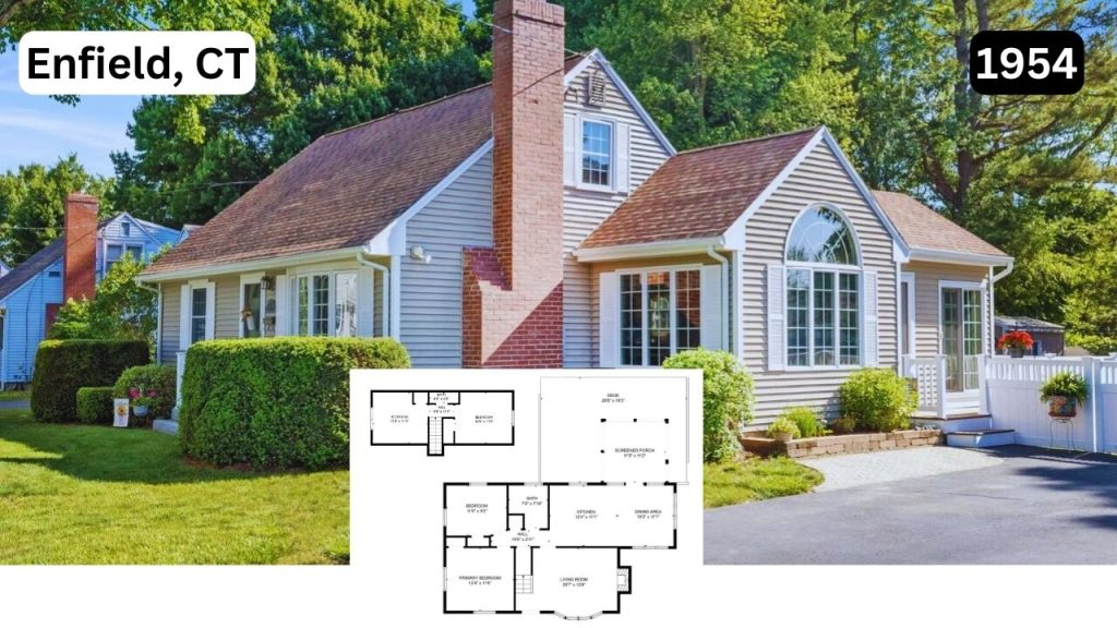 Tour This 1954 Cape Cod Home in Enfield With Vaulted Kitchen, Sunroom, and Fireplace Warmth (Floor Plan Inside)