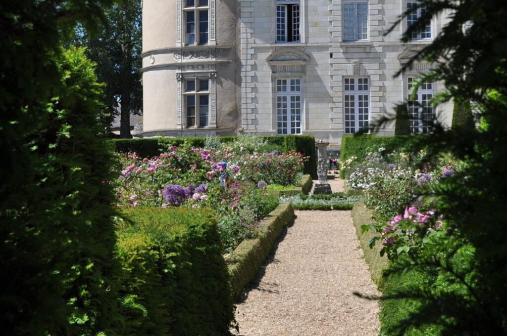 A pathway leading to a chateau.