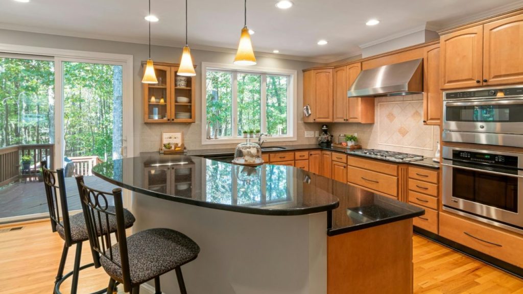 Open space wooden kitchen