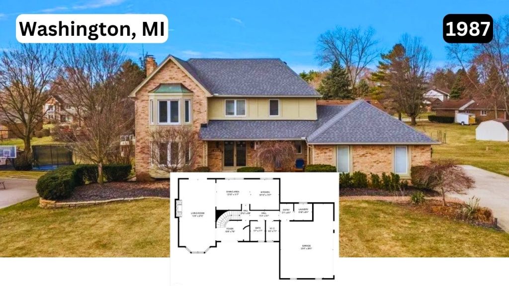 Spacious 3-Bedroom Colonial from 1987 with Quartz Kitchen and Finished Basement in Washington, MI (Floor Plan Inside)