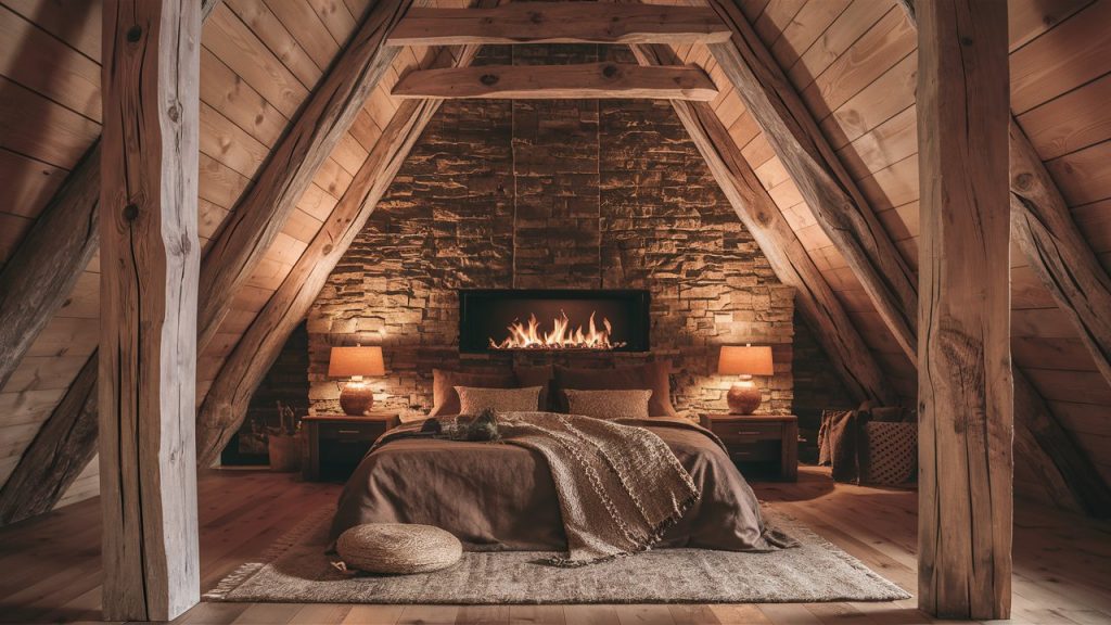 log cabin bedroom