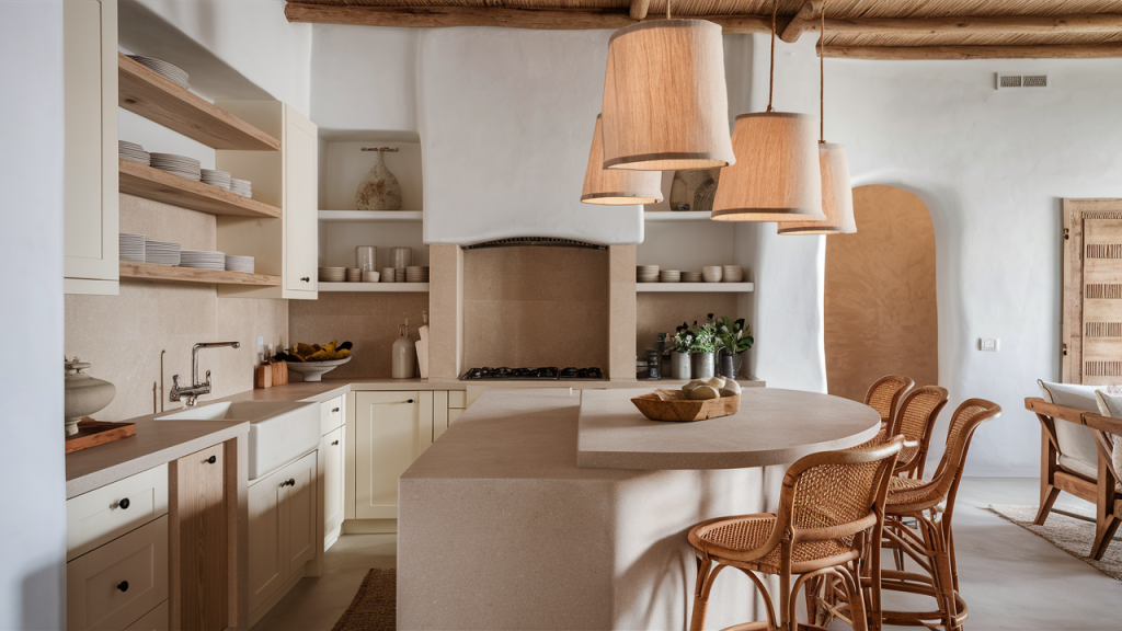 Warm White and Beige Kitchen for a Cozy Minimalist Appeal
