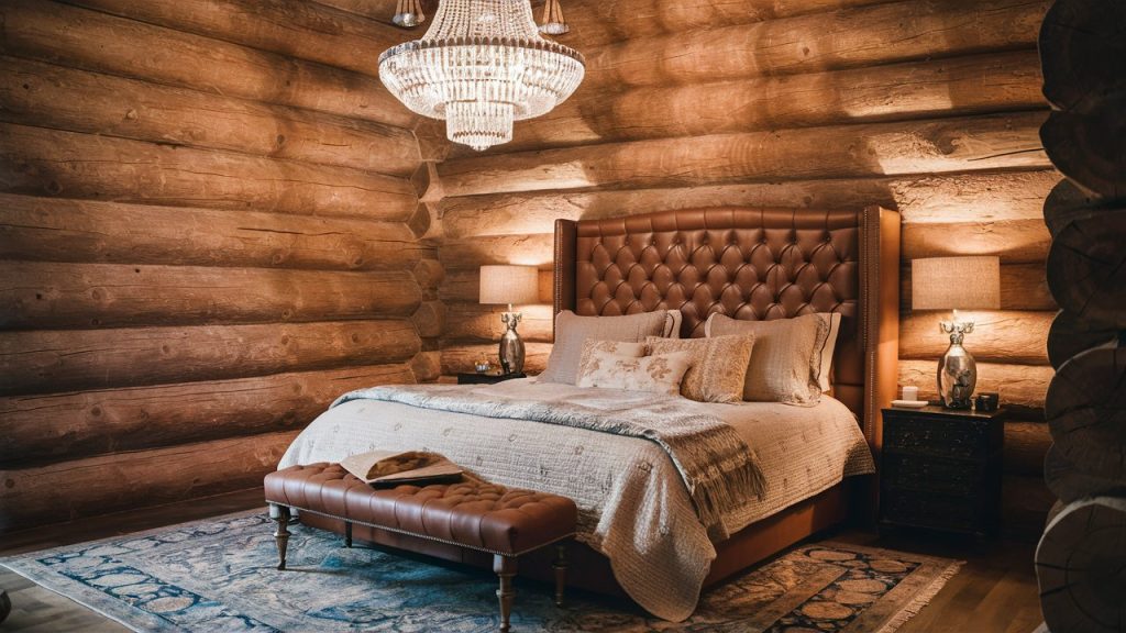 log cabin bedroom