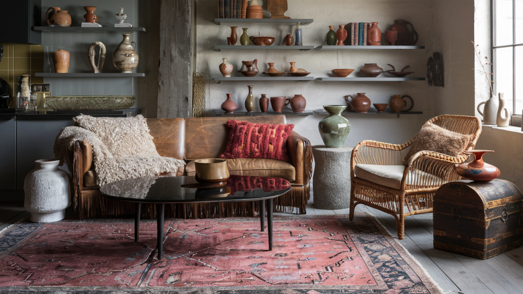 boho interior old and new furniture