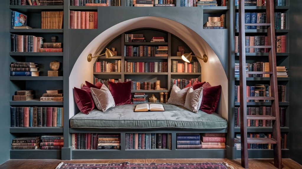 Built-In Bookshelf Nook for a Library Feel