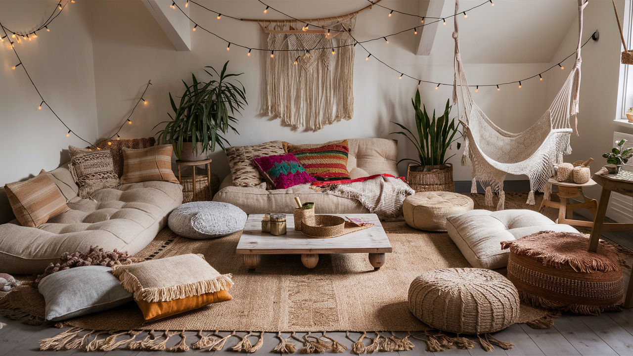 boho interior low seating