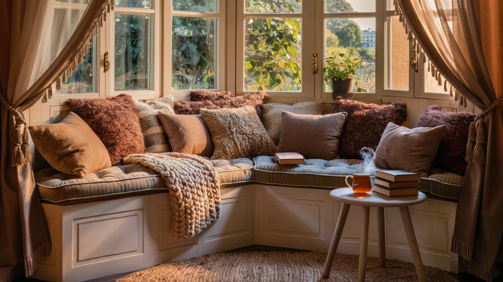 Cozy Window Seat with Plush Cushions