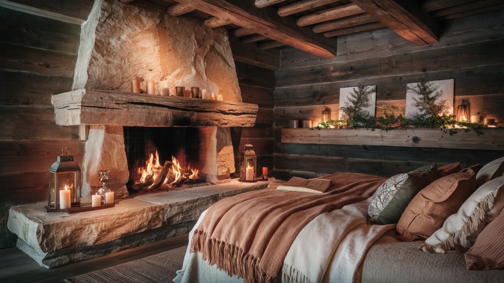 log cabin bedroom
