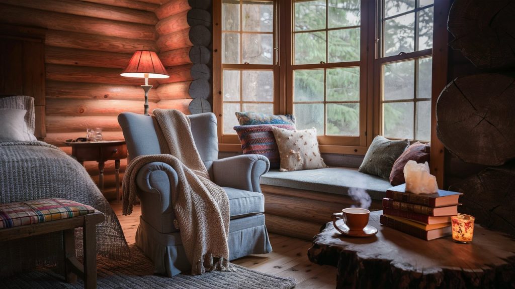 log cabin bedroom