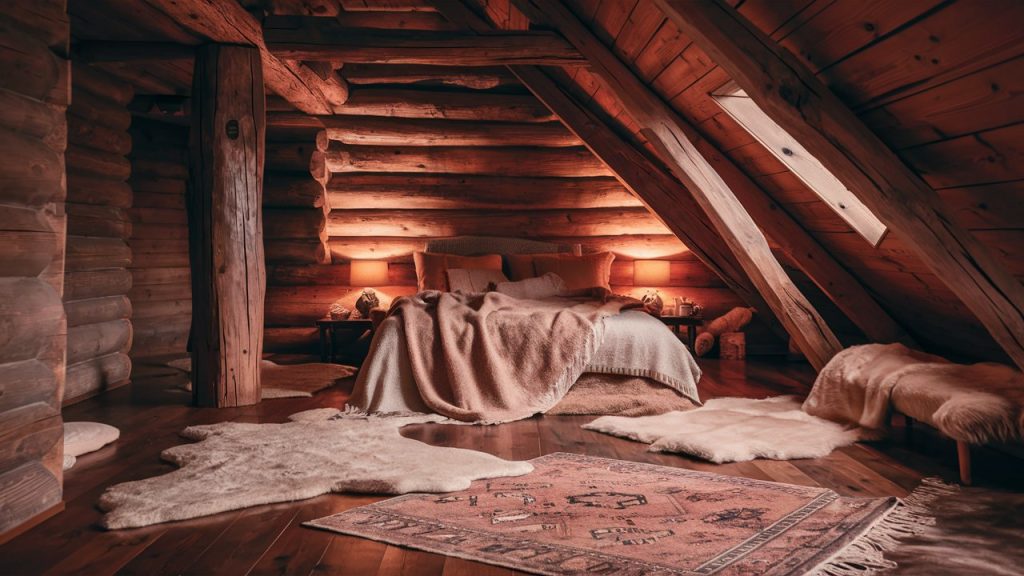 log cabin bedroom