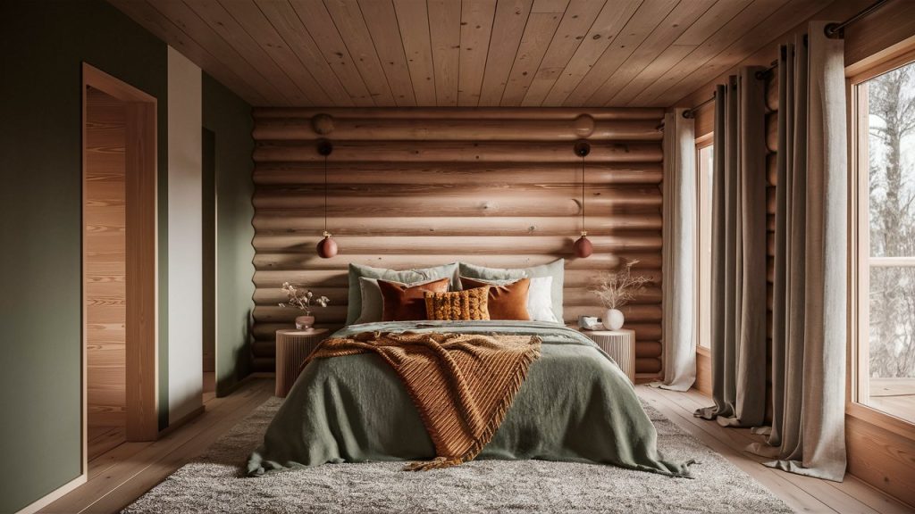 log cabin bedroom