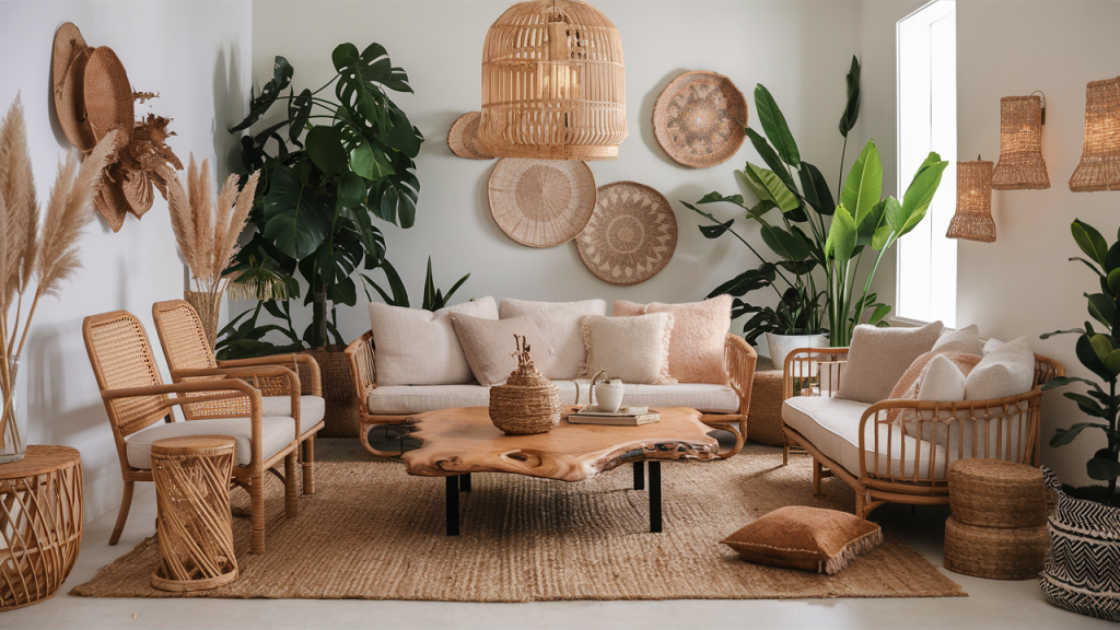 boho interior rattan and wicker
